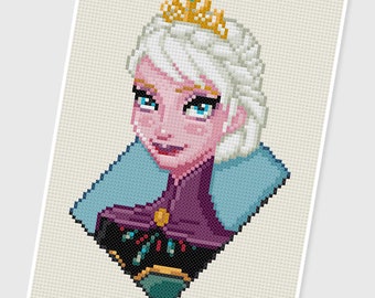 PDF Cross Stitch pattern - 0084.Queen Elsa ( Frozen ) - INSTANT DOWNLOAD
