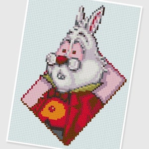 PDF Cross Stitch pattern - 0258.White Rabbit ( Alice in Wonderland ) - INSTANT DOWNLOAD