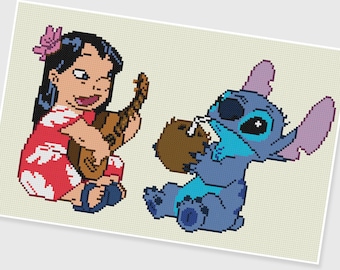 PDF Cross Stitch pattern - 0015.Lilo & Stitch - INSTANT DOWNLOAD
