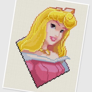 PDF Cross Stitch pattern - 0210.Princess Aurora ( Sleeping Beauty ) - INSTANT DOWNLOAD