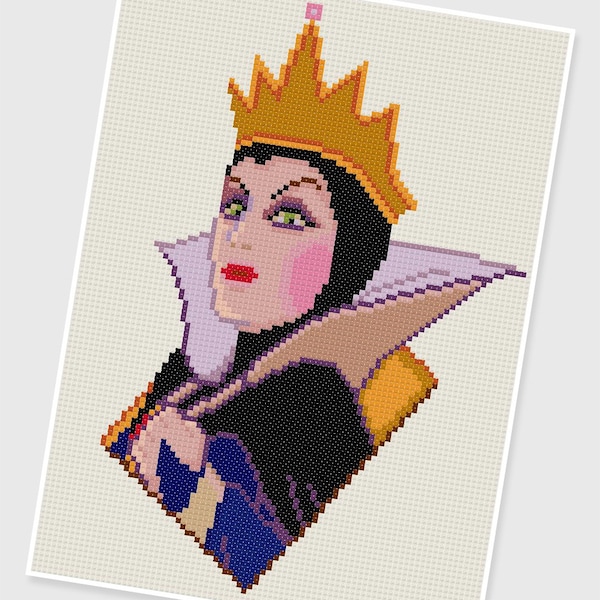 PDF Cross Stitch pattern - 0004.The Evil Queen ( Snow White and the Seven Dwarfs ) - INSTANT DOWNLOAD