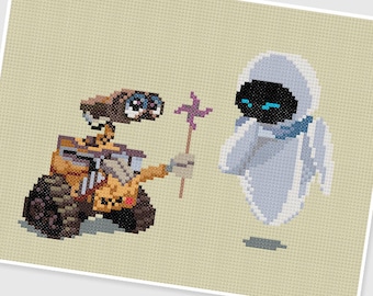 PDF Cross Stitch pattern - Wall E & Eve - INSTANT DOWNLOAD