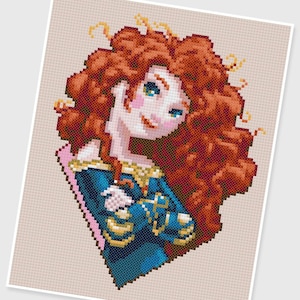 PDF Cross Stitch pattern - 0003.Princess Merida (Brave) - INSTANT DOWNLOAD