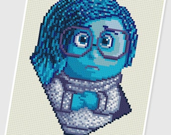 PDF Cross Stitch pattern - 0038.Sadness ( Inside Out ) - INSTANT DOWNLOAD