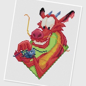 PDF Cross Stitch pattern - 0069.Mushu & Criquet - INSTANT DOWNLOAD