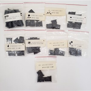 Northern Telecom NORTEL Indicating Alarm Panel Fuses - Lot of 68 - Dummy, .18 amp, .25, .50, .75, 1 1/3, 2, 3, and 5, Vintage New Old Stock