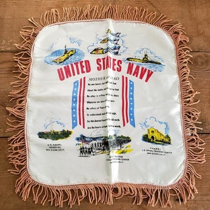 Vintage US Navy Fringed Pillowcase – San Diego Naval Hospital - Mother and Dad