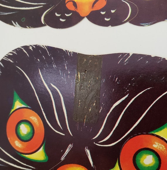 Cat & Bat Vintage Halloween Paper Masks Lot of 4 Gem