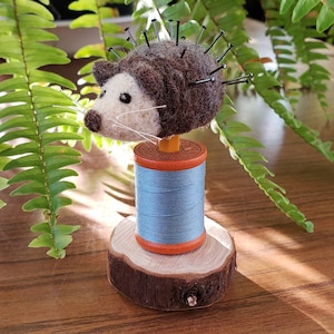 Hedgehog Pin Cushion - Needle Felted Wool - Sewing / Sewer OOAK Gift - Mother, Daughter, Friend Gift