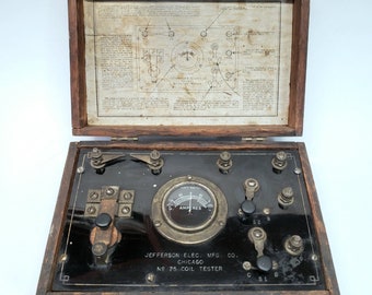 Jefferson Electric Mfg Co No 25 Model T Buzz Box Ignition Coil Tester - Vintage 1920s Hot Rod Memorabilia - Hoyt Meter