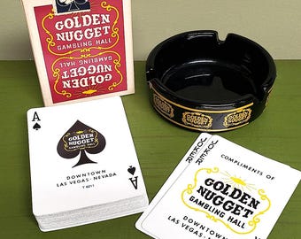 GOLDEN NUGGET Unopened Playing Cards - Black Deck - Stamp Intact