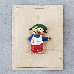 Mainzelmannchen Style Character Pin, Made in Germany, Dwarf Wight, ZDF German Public Television, Vintage Original