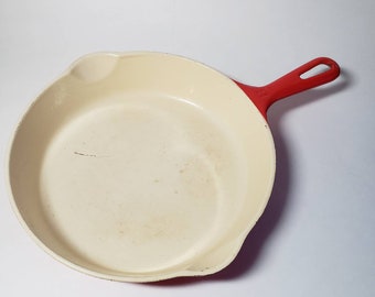 Griswold 699B #6 Red Enameled Cast Iron Skillet / Pan Round 9", Vintage