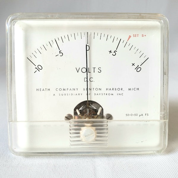 Heath Co. DC Volt Meter, -10 to 10, Daystrom Inc., Vintage Analog Panel Meter, Electronic Gauge, Steam Punk