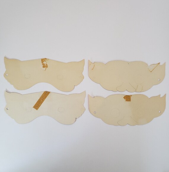 Cat & Bat Vintage Halloween Paper Masks Lot of 4 Gem