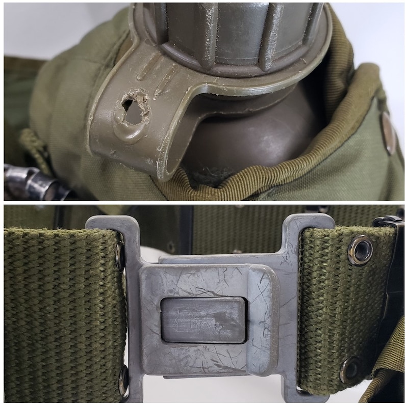 Vintage US Military ALICE LBE Pistol Belt & Suspenders Rig: 2 Canteens ...