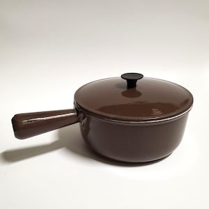 Cousances #18 Enameled Cast Iron Pot - Brown - Made in France - Vintage Cookware - MCM