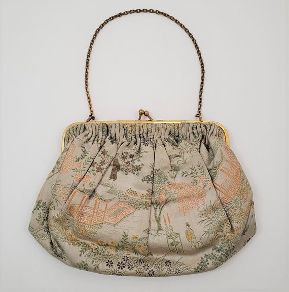 Ed B Robinson Clam Shell Purse, Asian Fabric, Pago