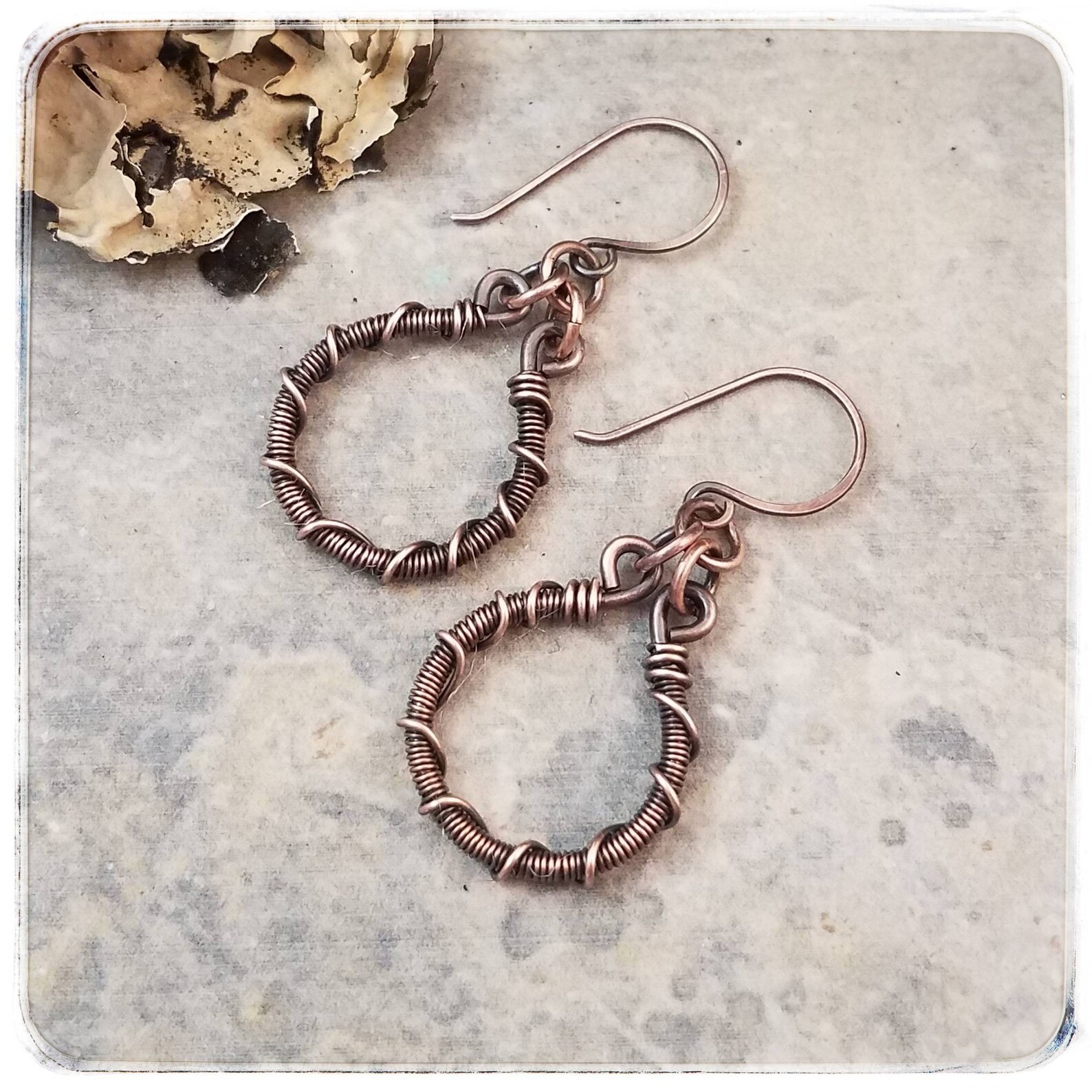 Barbed Wire Earrings Copper Hoop Earrings Boho Earrings Etsy