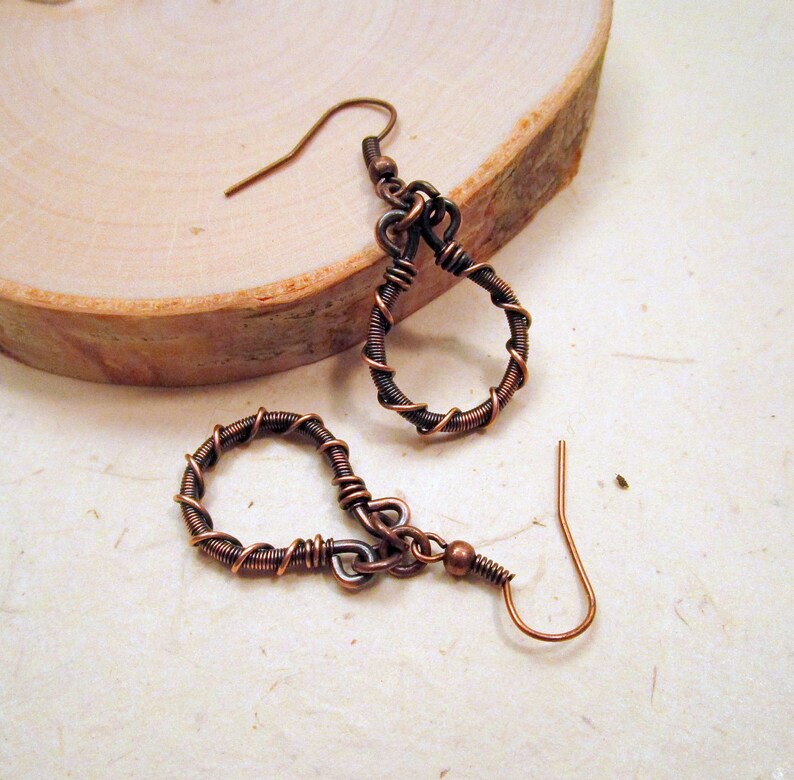 Barbed Wire Earrings Copper Hoop Earrings Boho Earrings Etsy