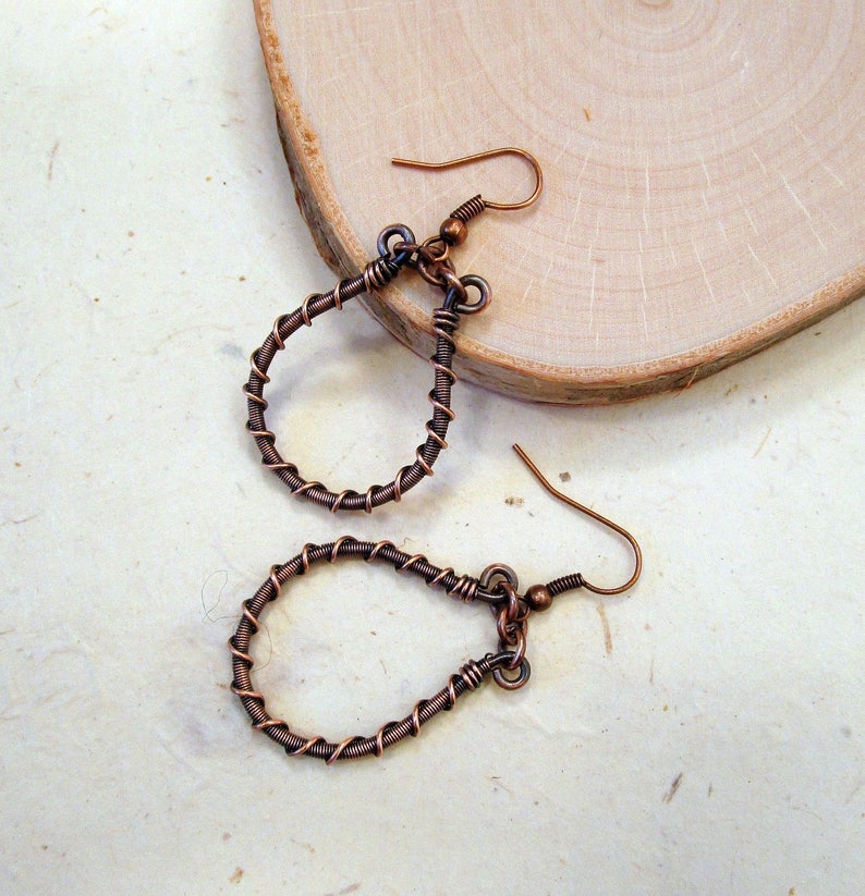 Barbed Wire Earrings Copper Hoop Earrings Boho Earrings Etsy
