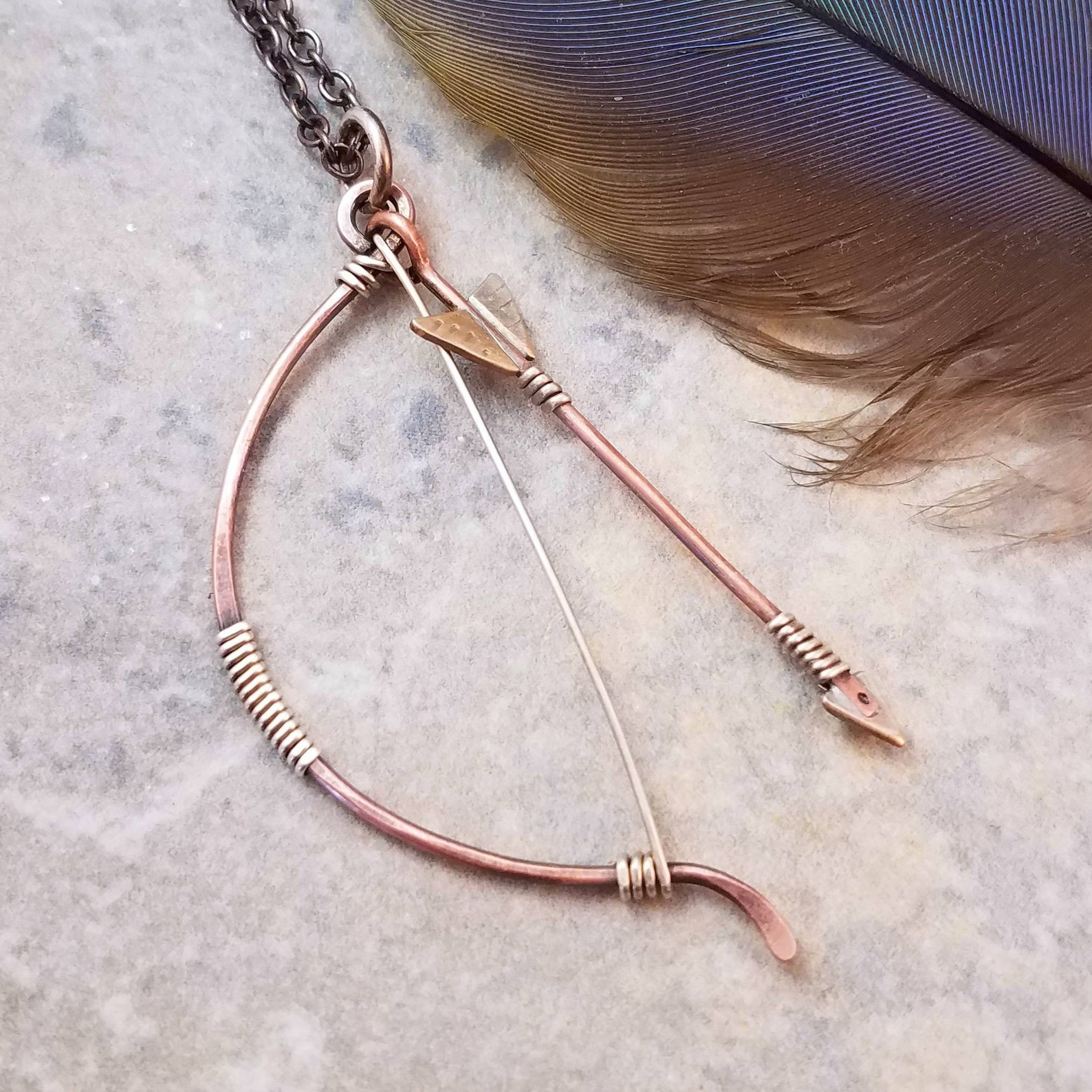 Bow and Arrow Necklace Be Brave Jewelry Archery Necklace Etsy