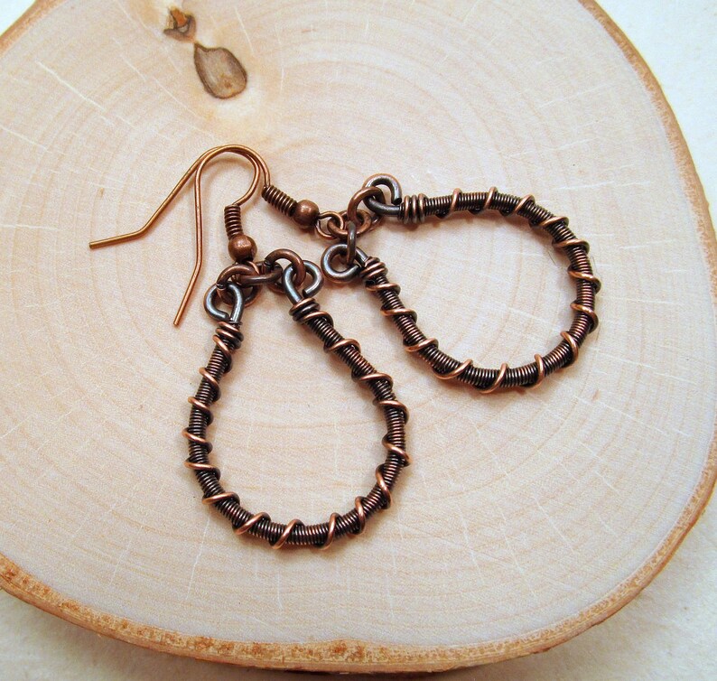 Barbed Wire Earrings Copper Hoop Earrings Boho Earrings Etsy