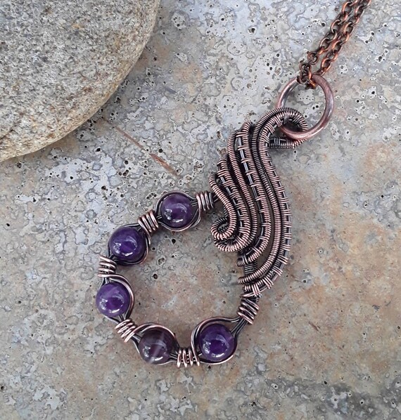 Copper Jewelry Anniversary Gifts for Wife Amethyst Jewelry | Etsy