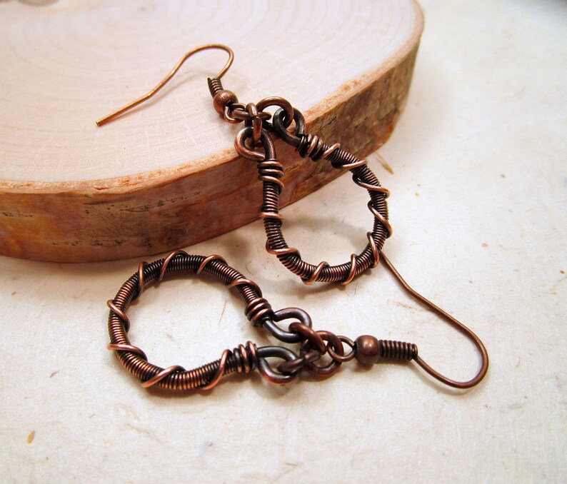 Barbed Wire Earrings Copper Hoop Earrings Boho Earrings Etsy