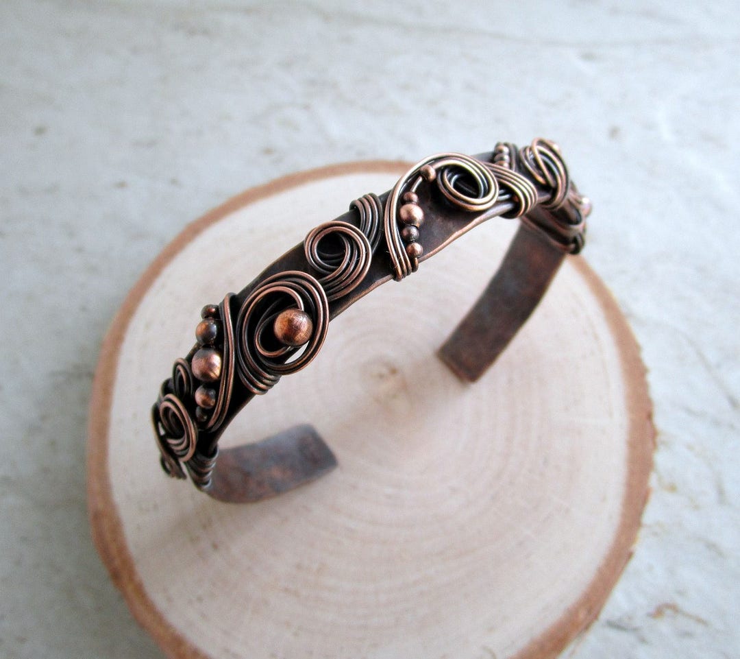 Copper Cuff Bracelet Healing Copper Bracelet 7th Anniversary Gift for