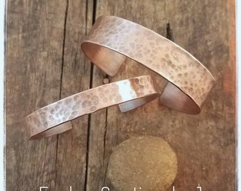 Copper Cuff bracelet - Cuff Bracelet wide Adjustable Cuff Bracelet - 7th Anniversary Copper Gift for Him or Her - Hammered Copper Cuff