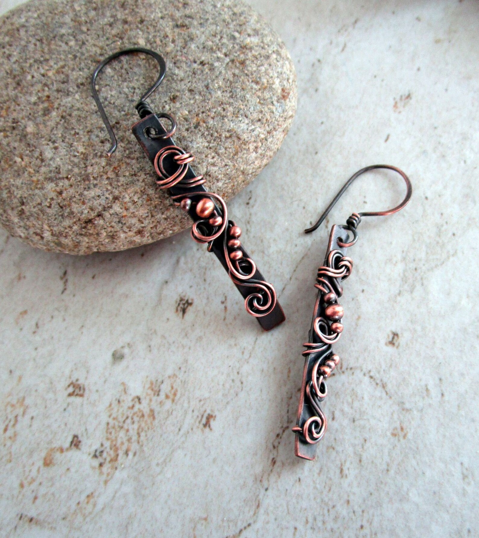 Copper Bar Earrings Healing Copper Jewelry 7th Anniversary Etsy