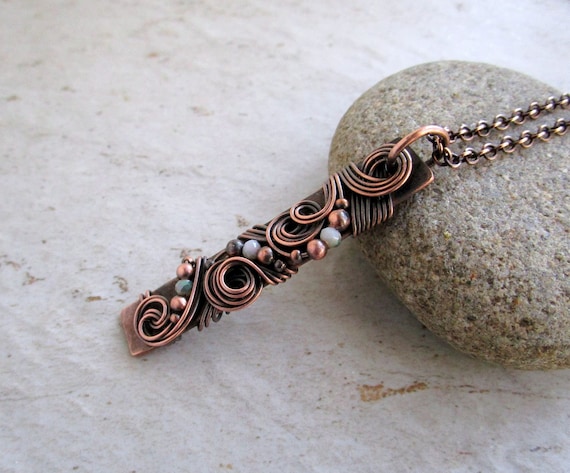 Copper bar necklace sale