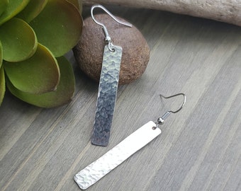 Silver Bar Earrings - best selling earrings - handmade sterling silver stick earrings - 25th Anniversary Gift for wife