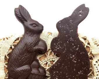 Old Fashioned Organic Chocolate Bunny (Organic, Fair Trade, Soy Free, Celebrate, Gift, Spring, Easter, Handmade in Vermont, Dark, Milk)