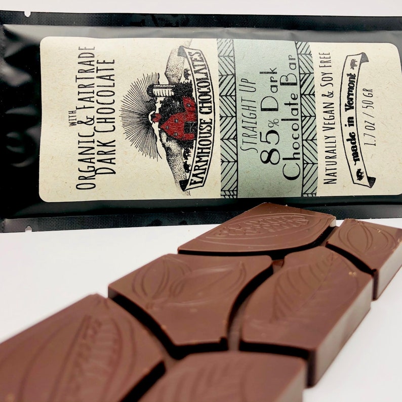 85 Chocolate Bar vegan Organic Fair Trade Dark Chocolate Etsy