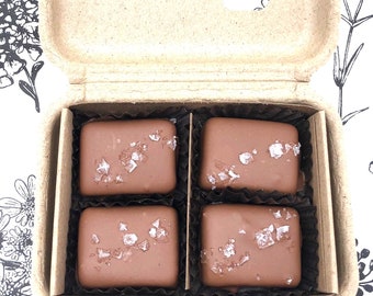 Milk Chocolate Covered Salted Caramels (organic, fair trade, delicious, treat, gift, handmade, Vermont, soy free)