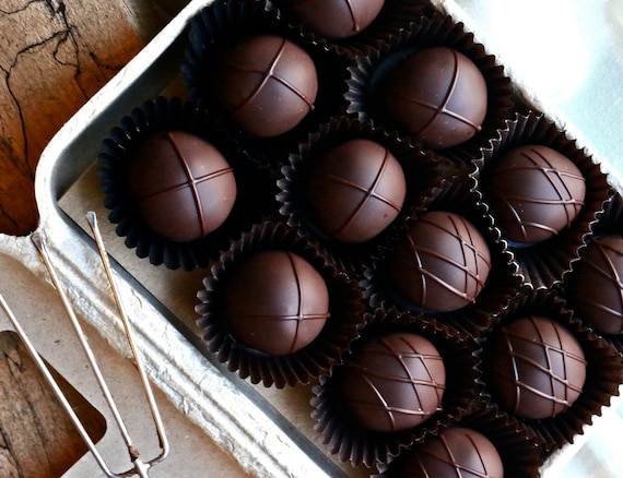 12 Piece Truffle Box Organic Fair Trade Dark Chocolate Soy | Etsy