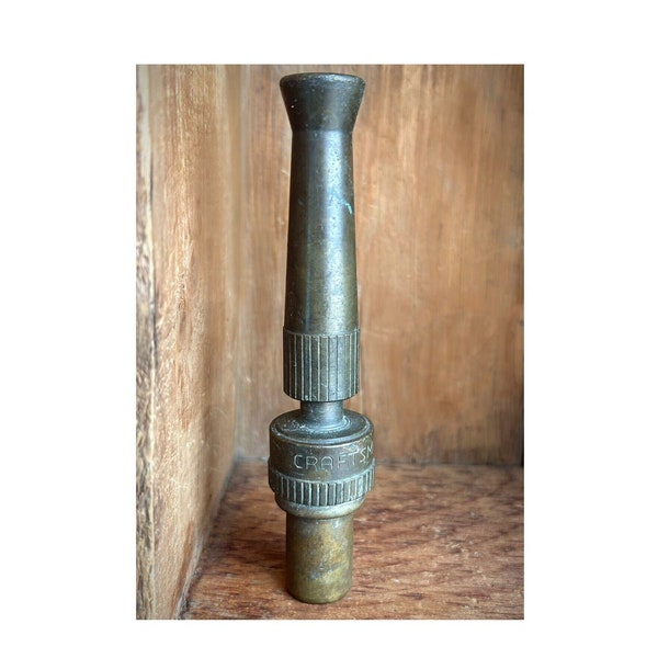 Craftsman Vintage Brass Faucet, Antique Brass Craftsman Nozzle, Vintage Adjustable Nozzle Spigot Spout, Water Hose Nozzle