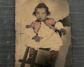 Baby Antique Tintype Photograph, Tintype Portrait, Antique Tin Type Child Portrait, Antique Black and White Photo, Tintype Photo of Child