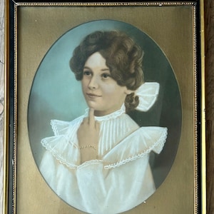 Daisy Campe Painted Photo, Victorian Altered Photograph Portrait, Antique Portrait of a Young Woman, Framed Victorian Painted Photo