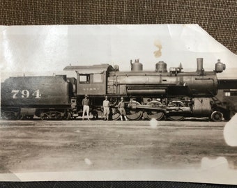 All Aboard, Santa Fe Railway Steam Engine Locomotive 794 AT&SF,  Locomotive Black and White Photo, Antique Transportation Memorabilia