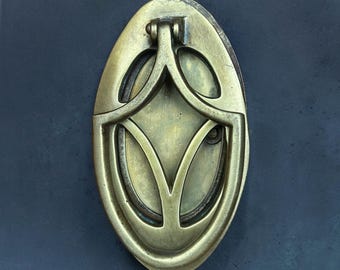 Antique Gold Speakeasy Door Knocker, Fairytale Cottage Peephole, Art Nouveau Craftsman Style