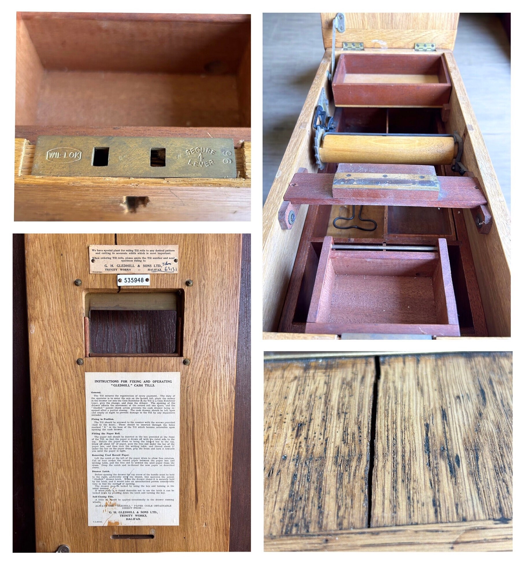 Antique Gledhill Oak Cash Register, Victorian Money Box With Bell