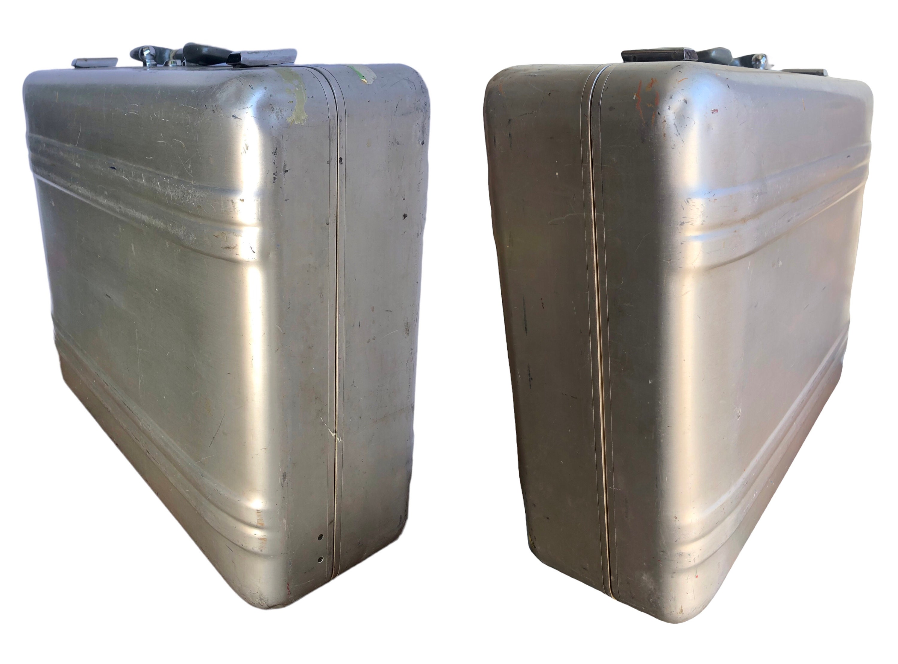 Vintage Halliburton Aluminum Suitcase, Fuscia Lined, Hangers, Spy
