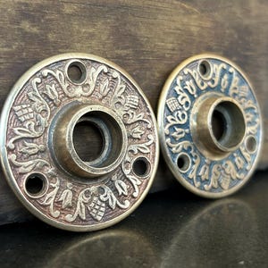 Antique Bronze Door Rosettes: Eastlake Style Plates, Pair