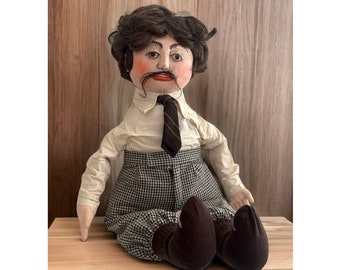 Handmade, Hand Painted, Hand Sewn British Doll, One Of A Kind Doll, Hand Made British Bloke in Tweed Suit, One of A Kind Art Doll