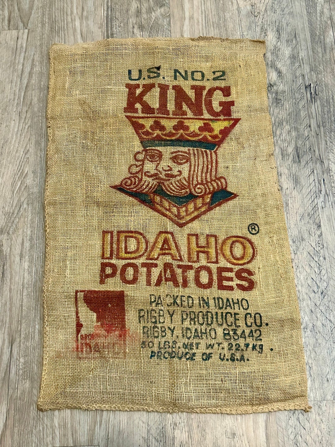 King Brand Potato Sack, Deck of Cards, Vintage Burlap Bag, Vintage