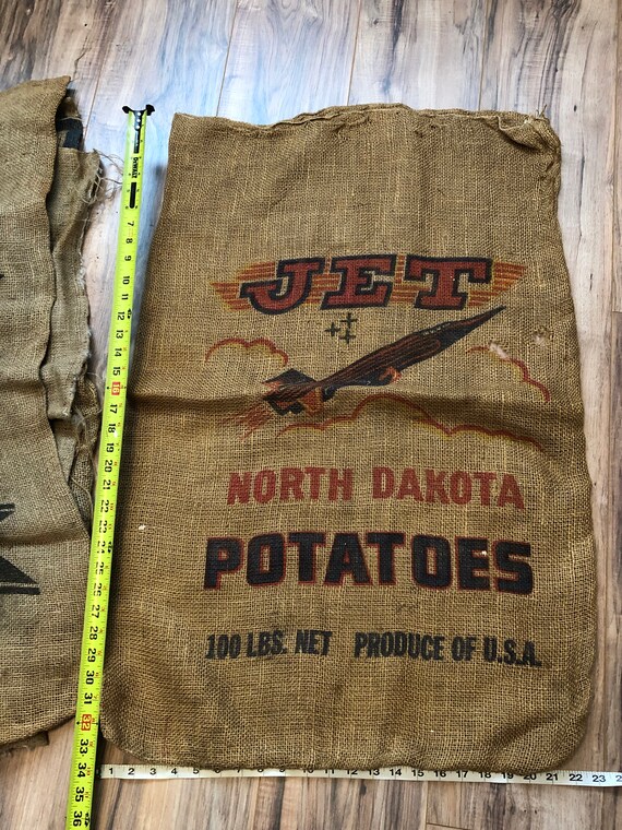 Vintage Jet Brand Potato Sack Jet Brand Potatoes 100 Lbs Farmhouse Decor Vintage Plane Burlap Bag Made in the USA North Dakota Potatoes Etsy Canada
