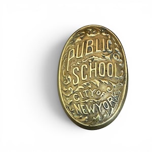 Antique Brass Door Knob, New York Public School, Architectural Salvage